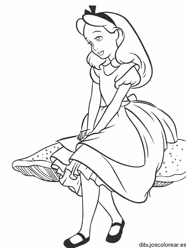 Dibujo de Alicia sentada en una hoja