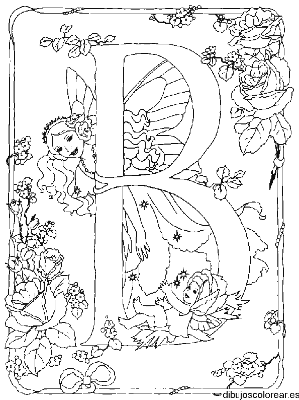 Dibujo de la Letra B con flores
