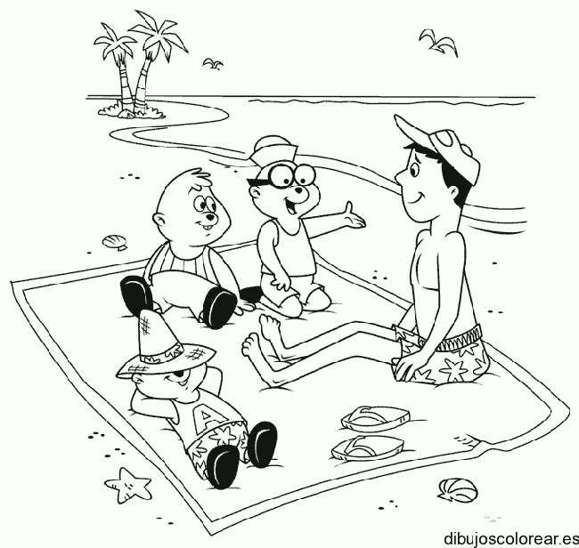Dibujo de las ardillas en la playa