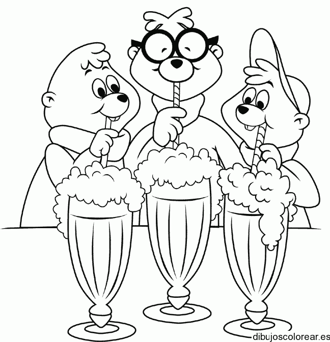 Dibujo de las ardillas tomando malteada