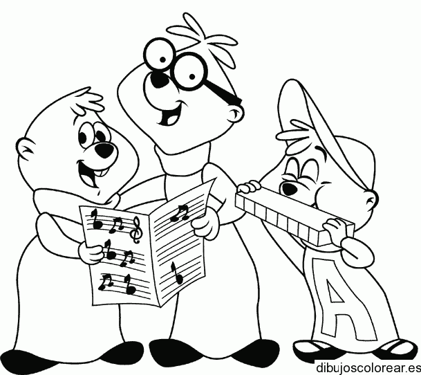 Dibujo de las ardillas cantando