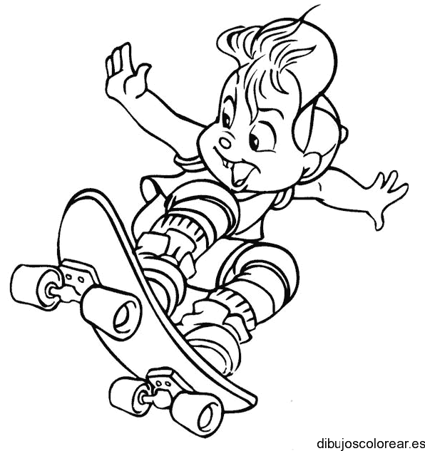Dibujo de Alvin en monopatín