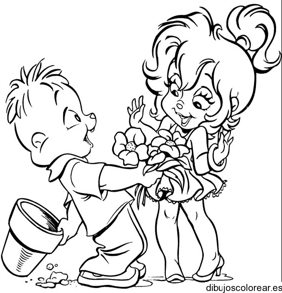 Dibujo de Alvin y una chica
