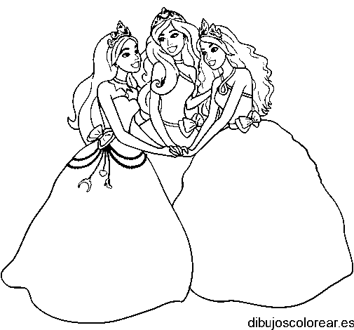 Dibujo de princesas uniendo las manos