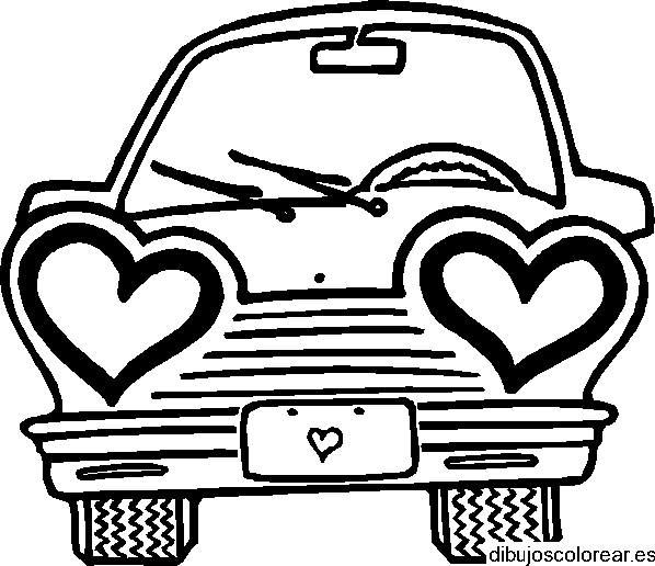 Dibujo de un coche con corazones