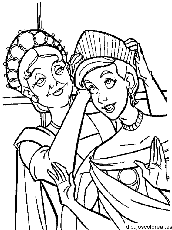 Dibujo de una reina con una princesa