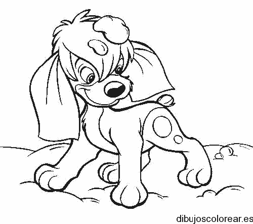 Dibujo de un perro bajo la  nieve