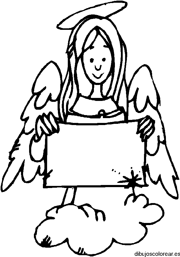 Dibujo de un ángel con una hoja