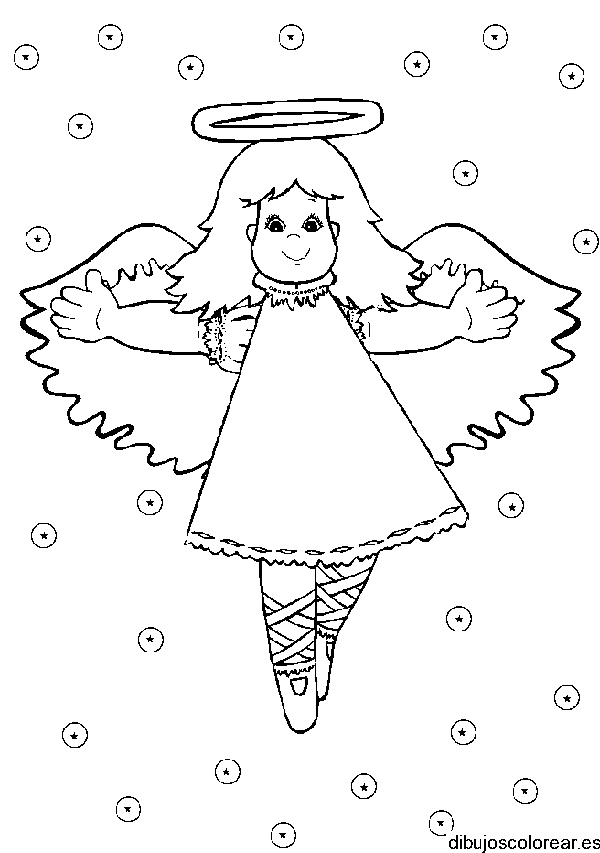 Dibujo de un ángel volando sobre estrellas