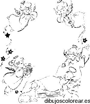 Dibujo de angelitos con instrumentos músicales 