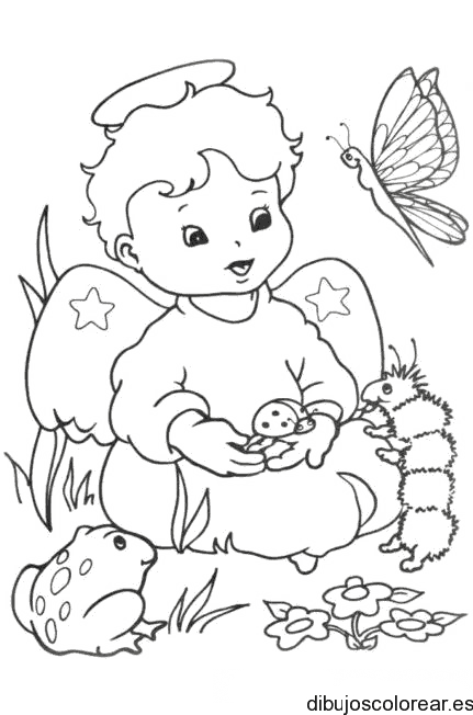 Dibujo de un ángel y animales