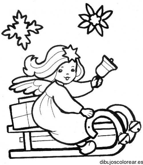 Dibujo de un ángel en trineo
