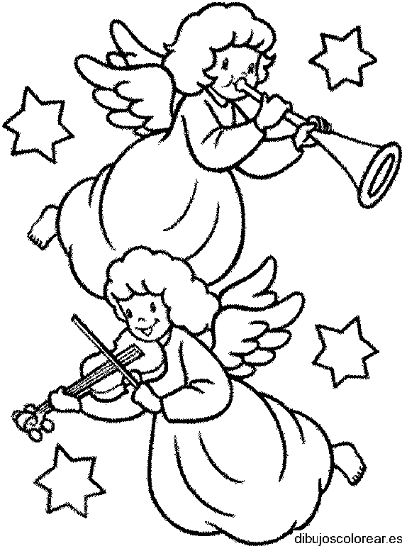 Dibujo de ángeles con trompetas