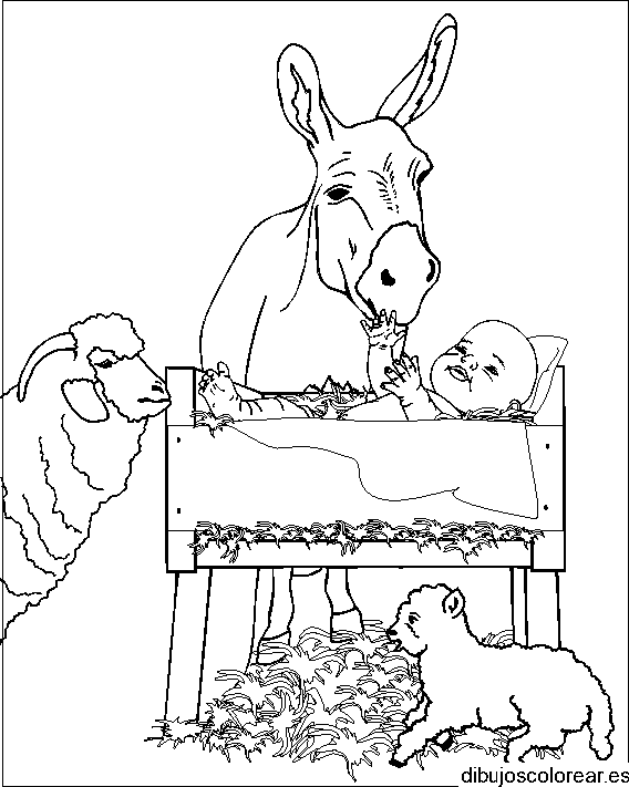 Dibujo del niño Jesús en el pesebre