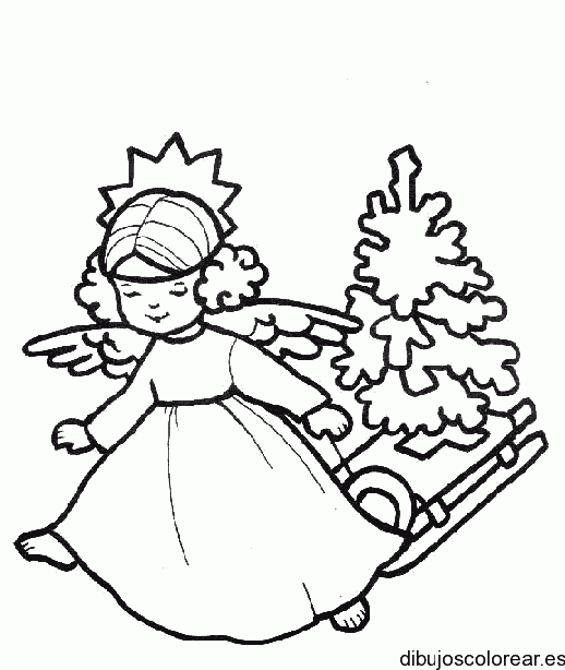Dibujo de una niña disfrazada de ángel 