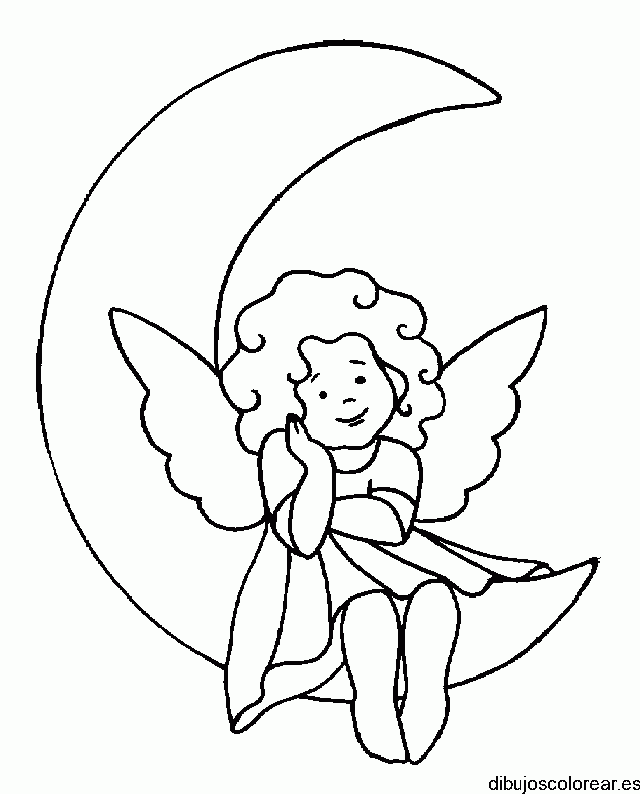 Dibujo de una hada en la luna 