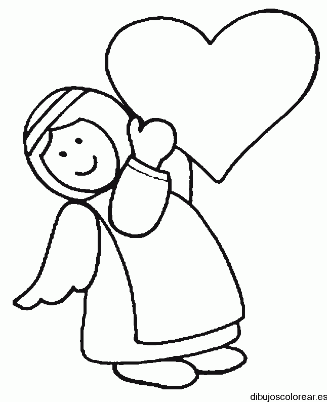 Dibujo de una niña con un corazon