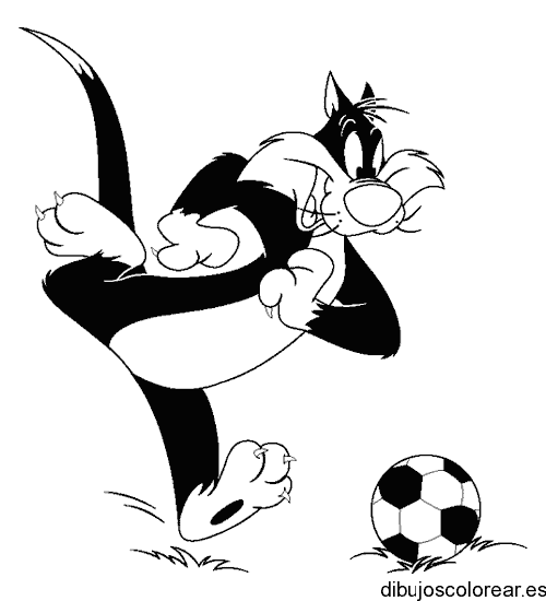 Dibujo del Gato Silvestre jugando futbol