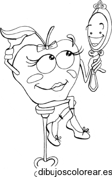 Dibujo de una manzana al espejo