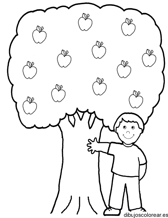 Dibujo del árbol y un niño 