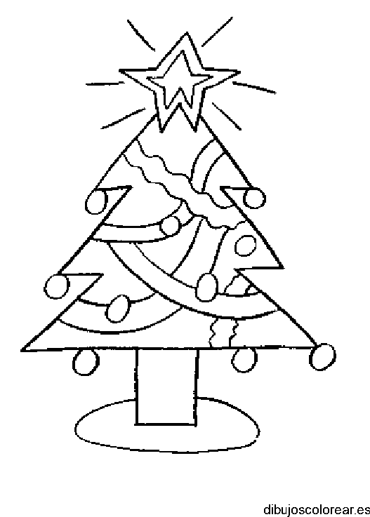 Dibujo de árbol navideño con estrella brillante