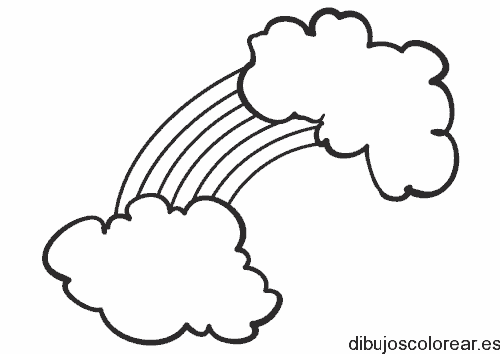 Dibujo de dos nubes y el arcoiris