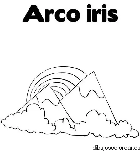 Dibujo de volcanes y arcoiris