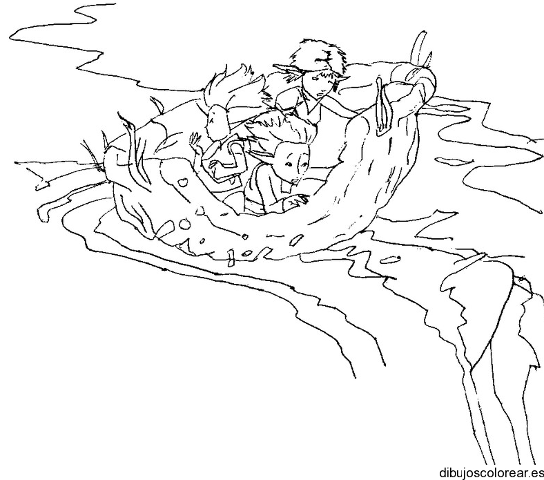Dibujo de los Minimoys en balsa