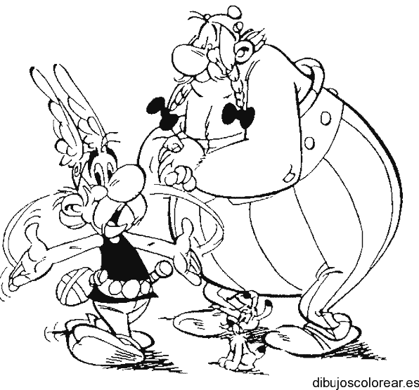 Dibujo de Asterix y Obelix con un perro