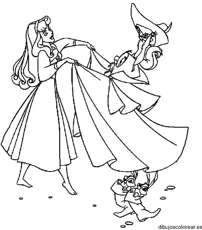 Dibujo de la princesa Aurora bailando