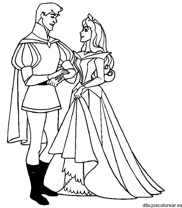 Dibujo de la princesa Aurora y su principe