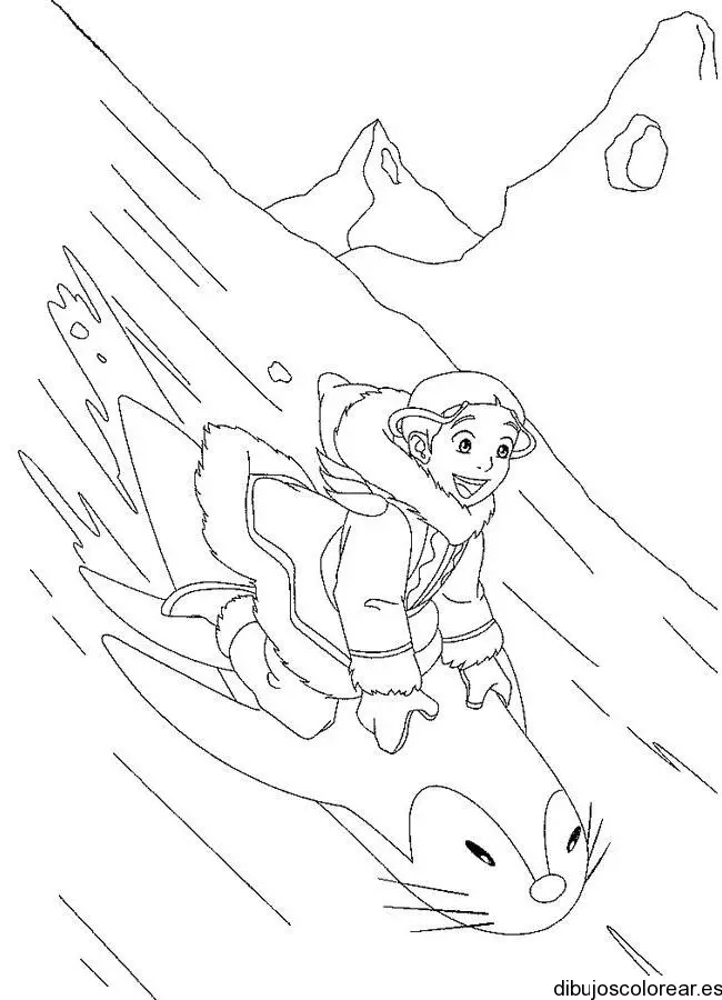Dibujo de un niño en la nieve