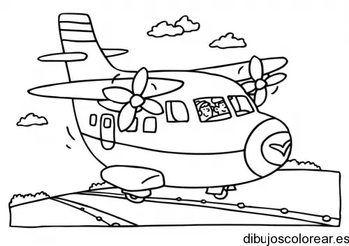 Dibujo de un avioncito entre nubes