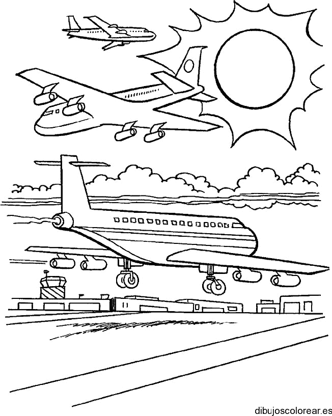 Dibujo de aviones en la pista 