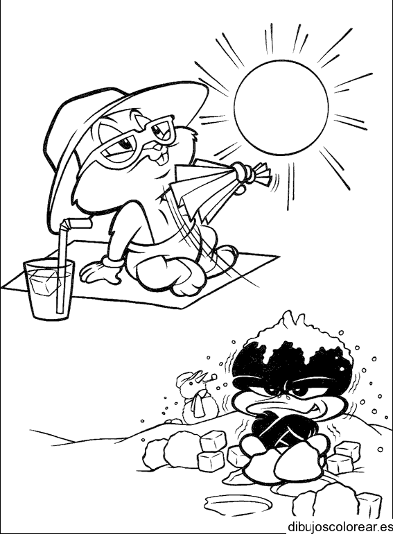 Dibujo de un conejo bajo el sol
