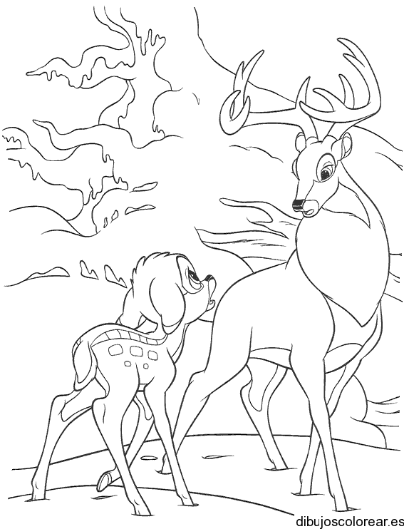 Dibujo de dos cervatillos