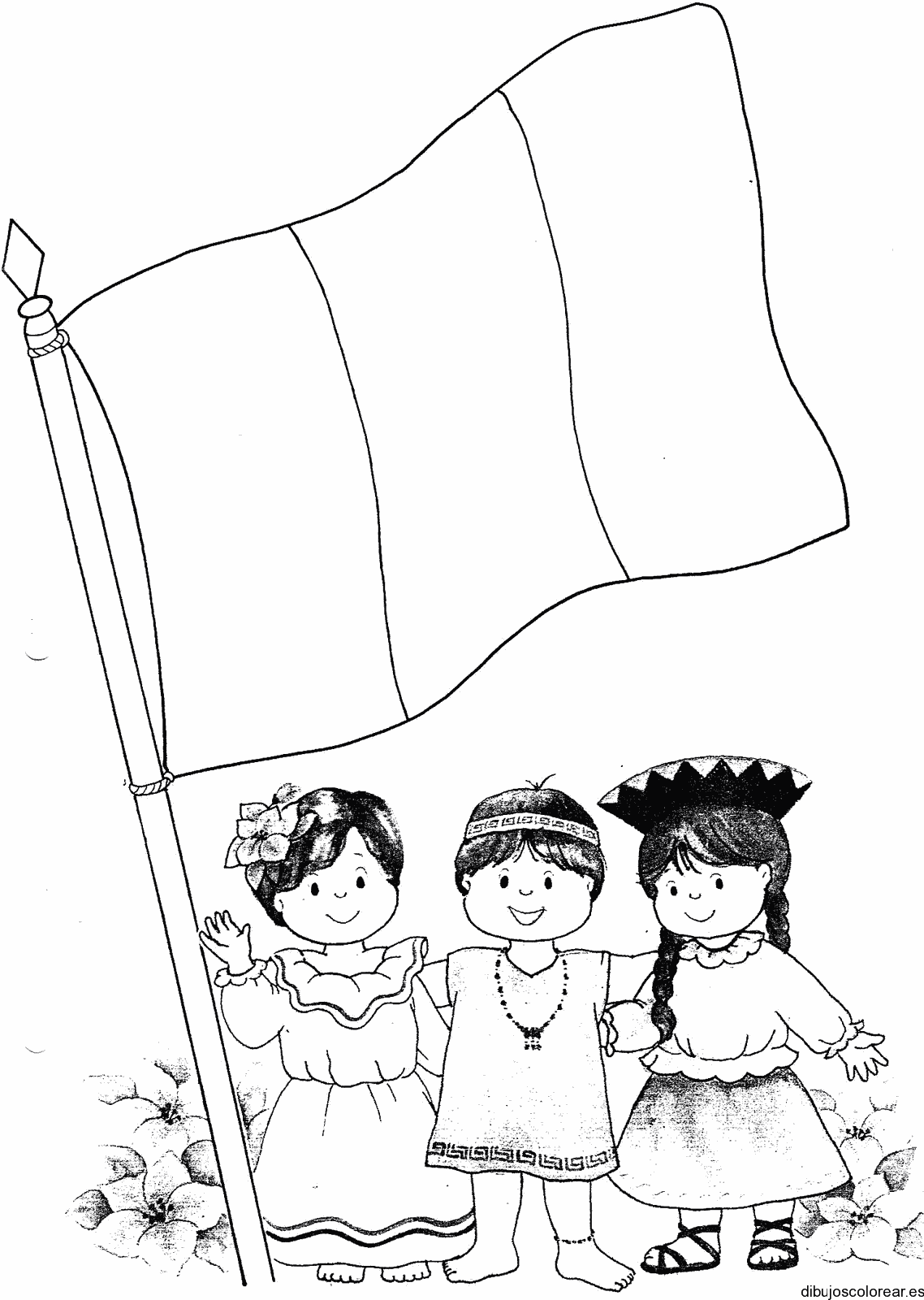 Dibujo de la bandera en el asta 