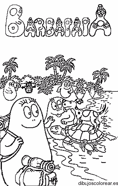 Dibujo de Barbapapa pescando