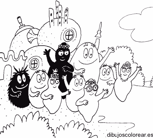Dibujo Barbapapa y aliens