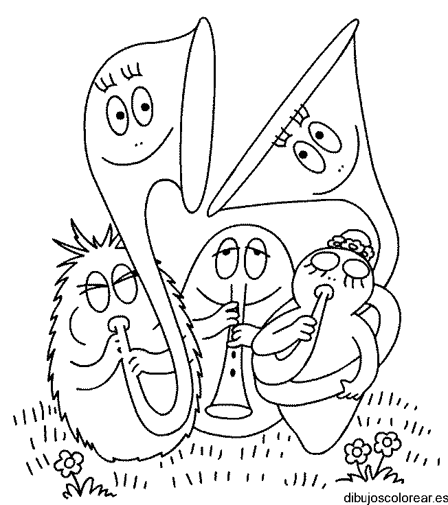 Dibujo de Barbapapa haciendo música