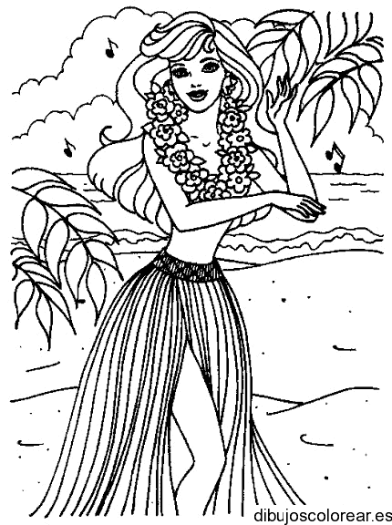 Dibujo de Barbie en Hawaii