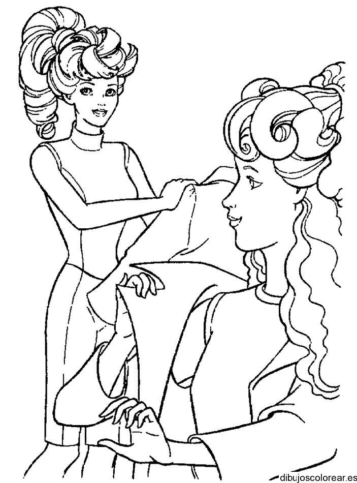 Dibujo de Barbie peinándose