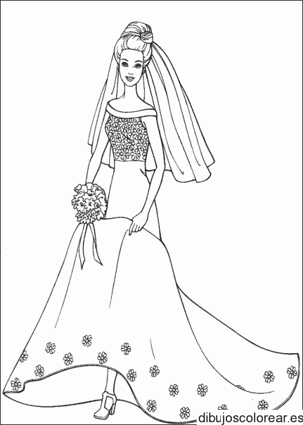 Dibujo de Barbie vestida de novia