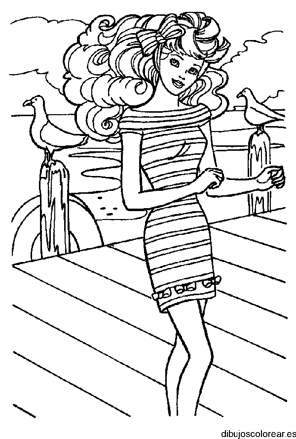 Dibujo de Barbie en el muelle