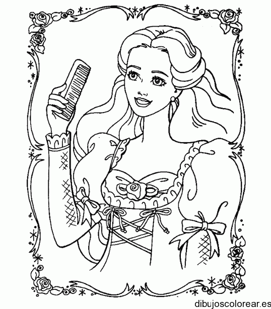 Dibujo de Barbie peinándose