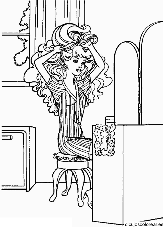 Dibujo de Barbie frente al espejo
