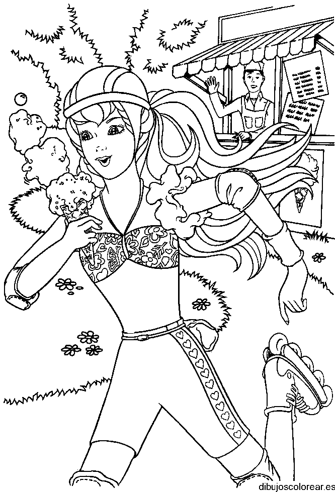 Dibujo de Barbie patinando