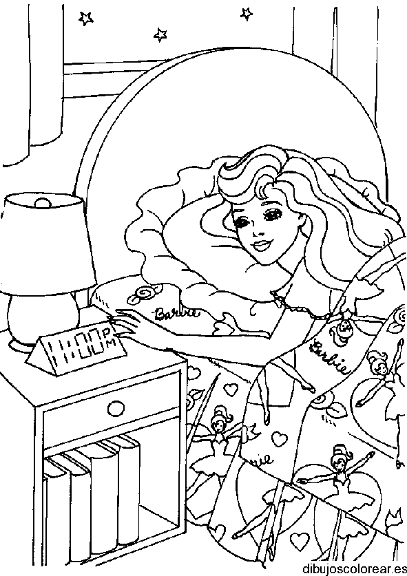 Dibujo de Barbie en su dormitorio