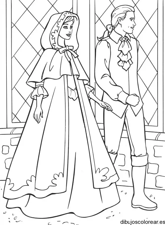 Dibujo de Barbie y Ken de paseo
