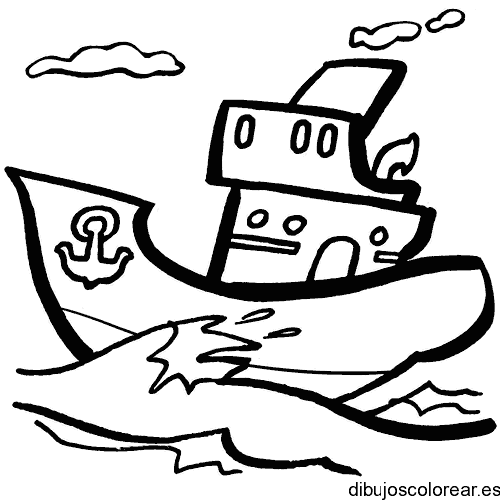 Dibujo de un barco en alta mar
